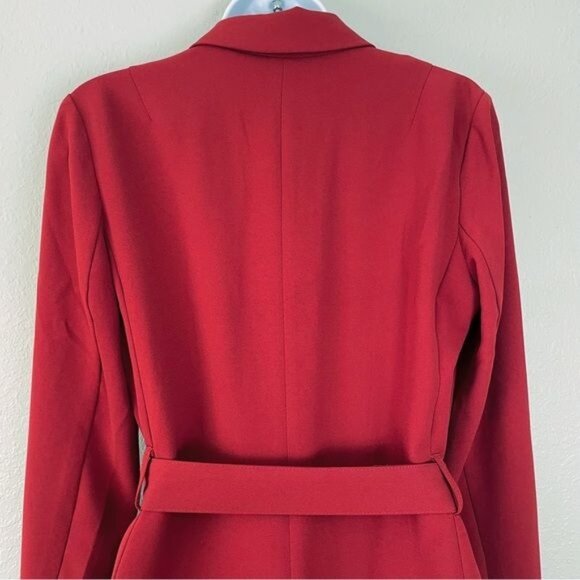 H&M deep red jacket dress waist belt S - Picture 10 of 15